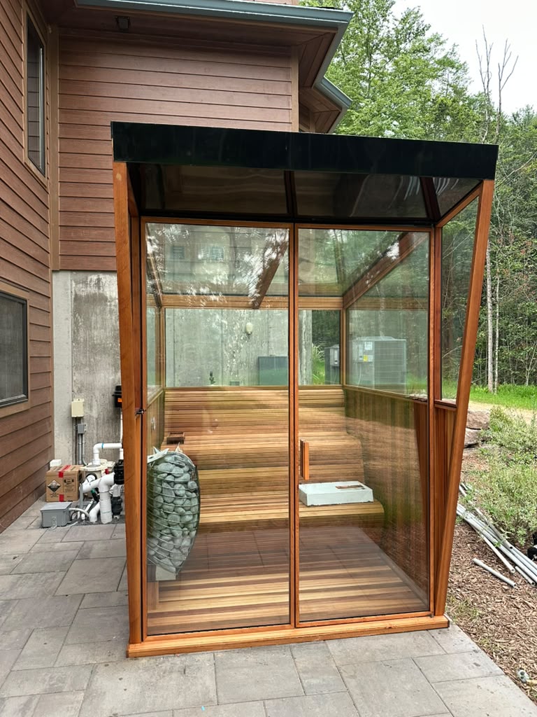 Glass sauna front elevation, Catskills New York