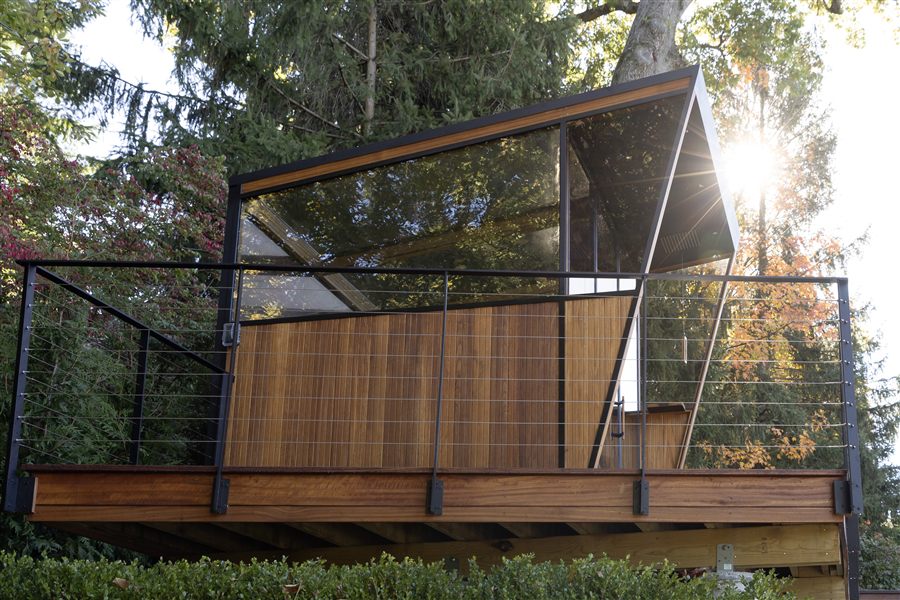 A fully bespoke Cielo outdoor sauna and cold plunge structure