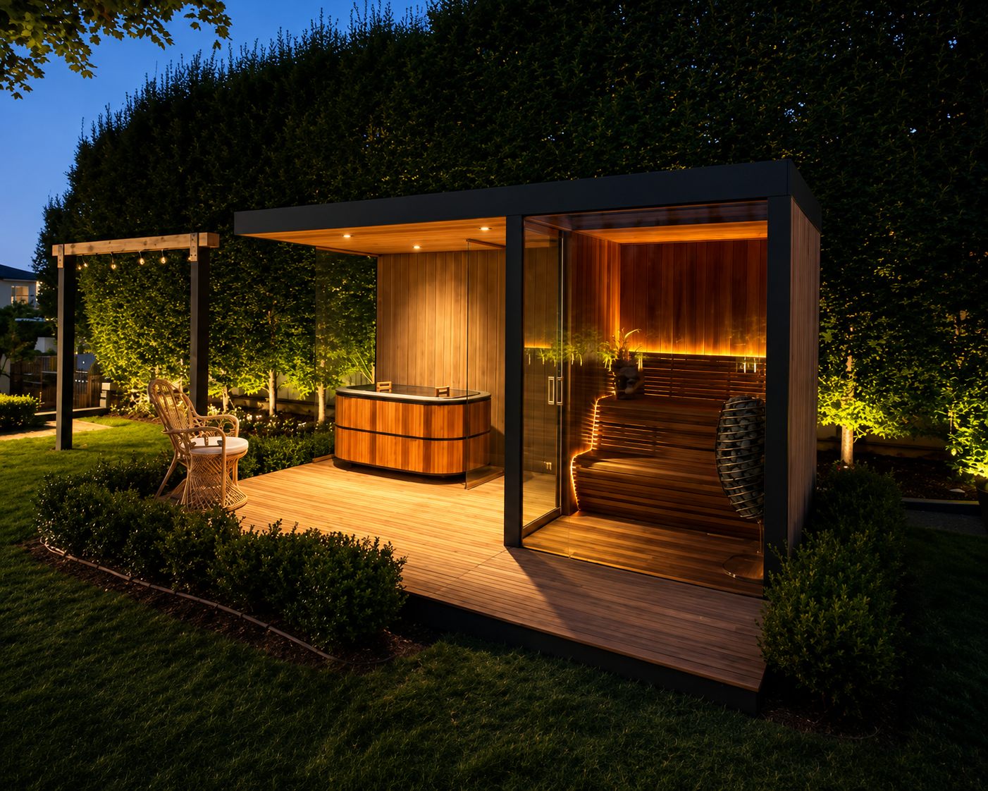 Indoor basement sauna and outdoor pool house sauna comparison for a New Jersey property