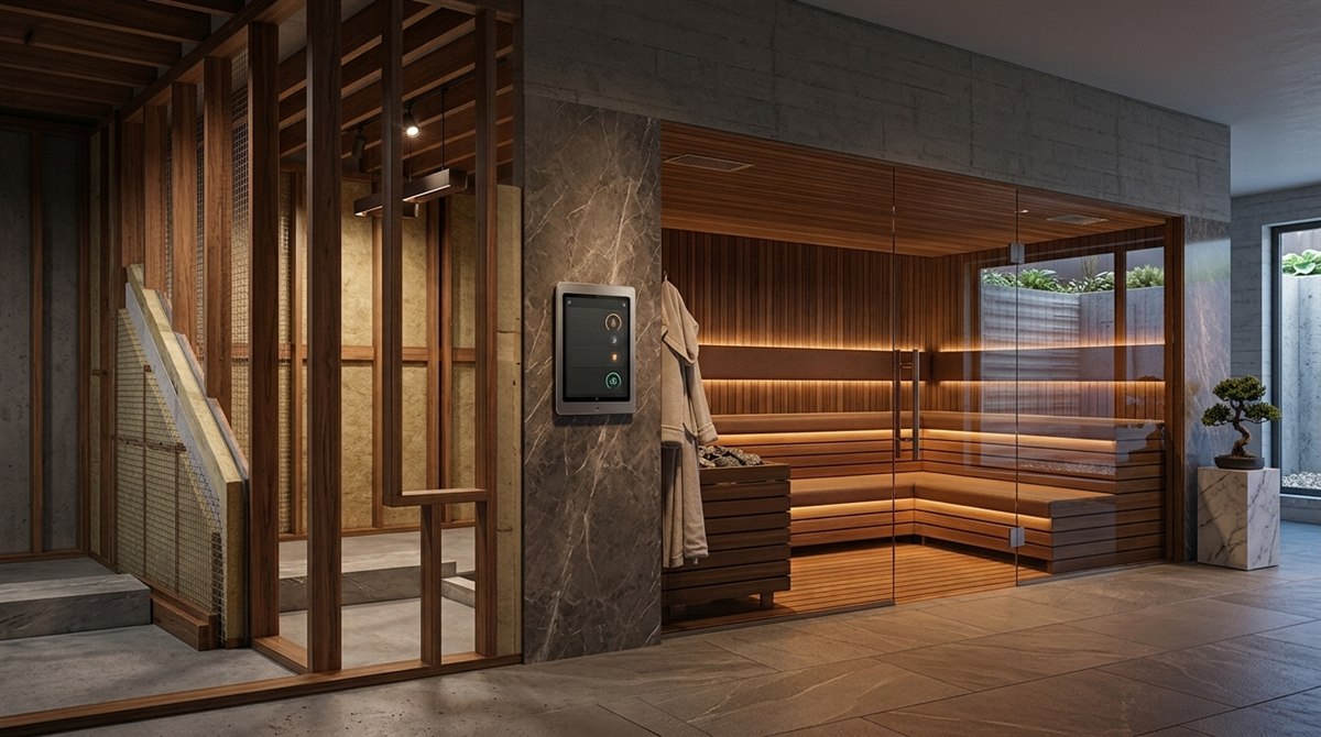 Full room build - basement transformed into a custom sauna and wellness space