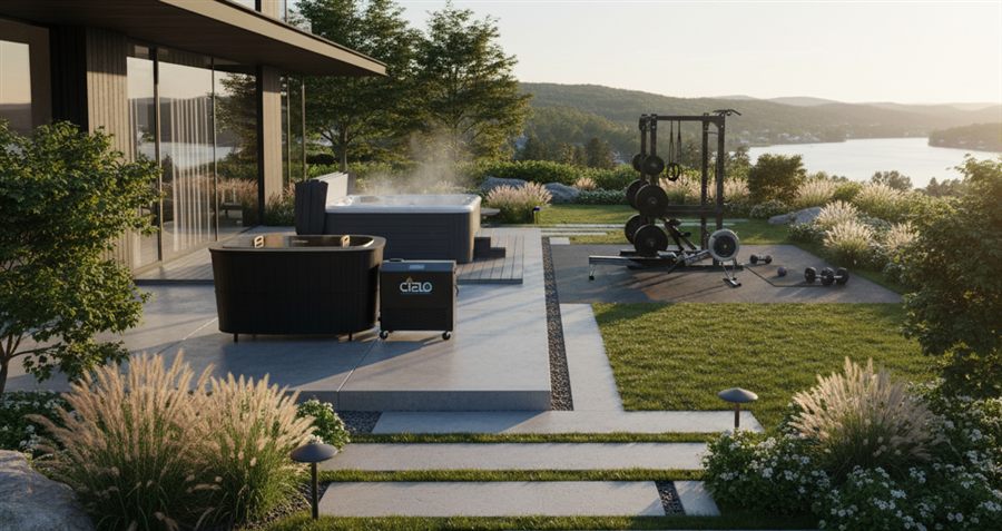 A pool house transformed into a complete wellness retreat