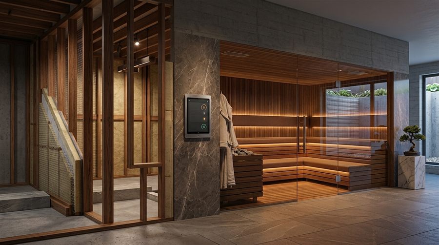 An unused room transformed into a custom sauna